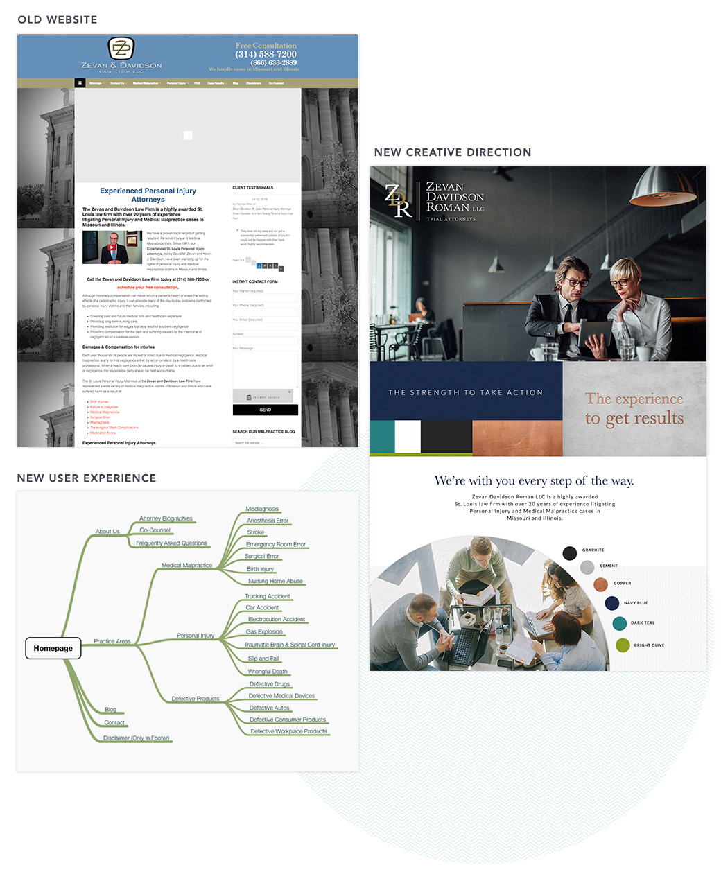 Old law website vs new creative direction