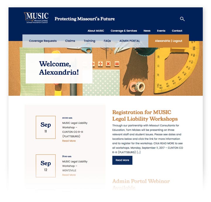 music homepage design