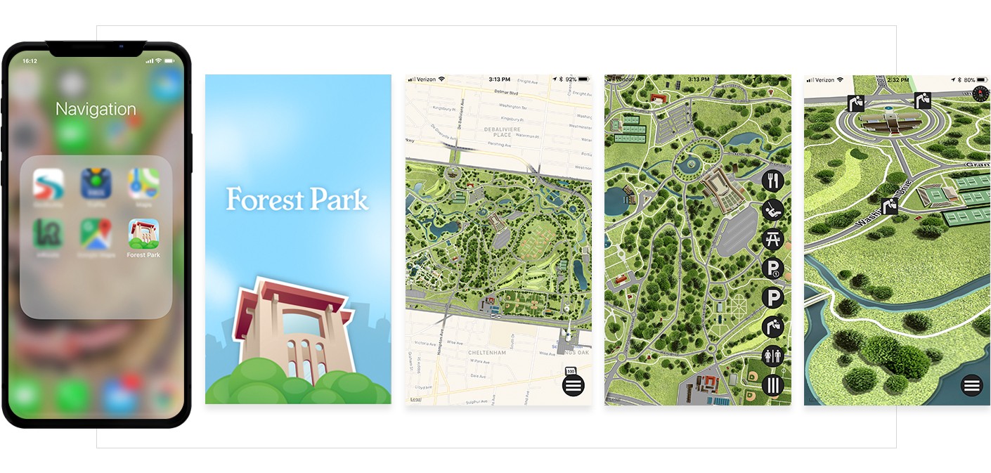 Within the app, users can view a full map of the park or focus in on the attraction or area that they wanted to explore.