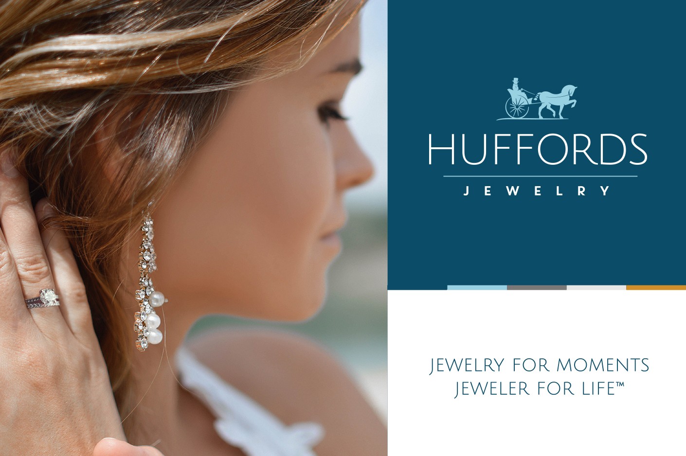 Referencing the company's rich history, our new logo design for Huffords Jewelry features the iconic horse and driver that had been a part of the brand mark for 30 years.