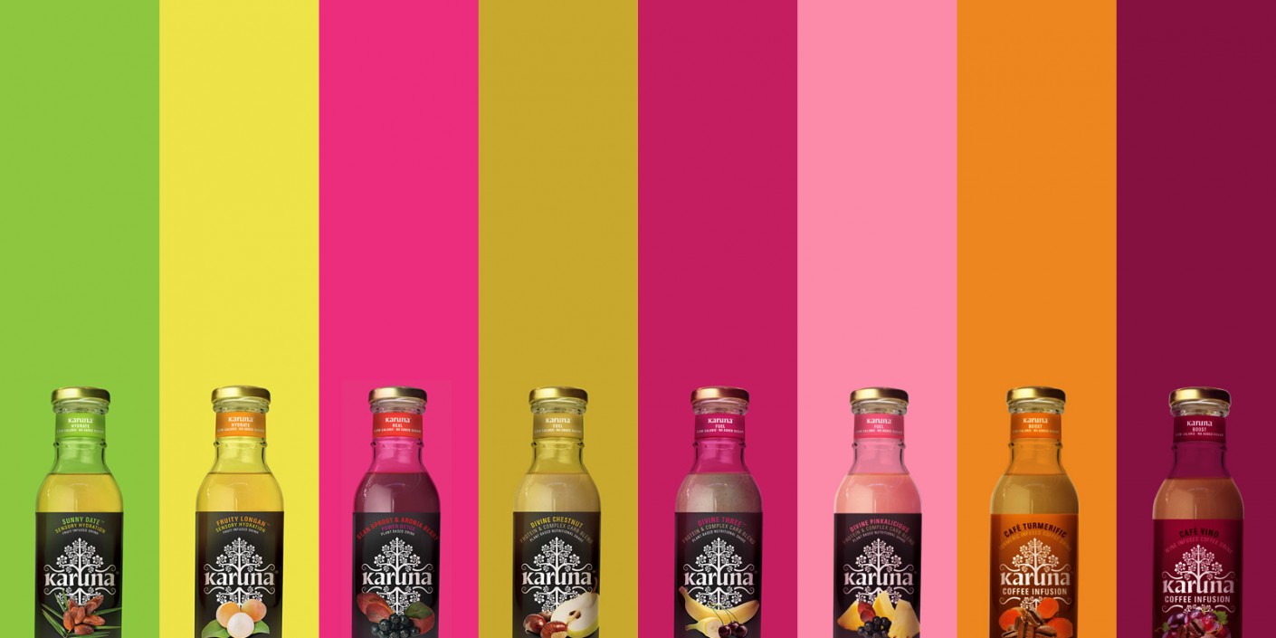 karuna flavors and bottle graphic design