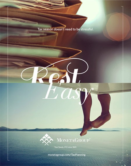 Moneta rest easy branding campaign print ad