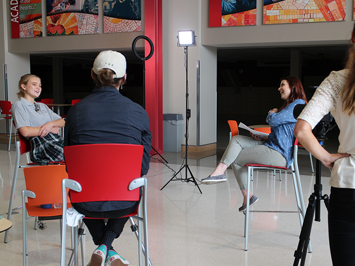 On set at Cor Jesu Academy during video production. Here, we interview Kaitlyn Esson and discuss the Heart of Education.