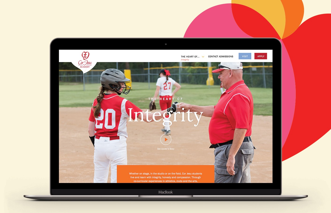 The Cor Jesu microsite features five core values, including Integrity featured here.