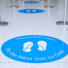 We recently created floor markers to help with wayfinding and social distancing at the Gateway Arch