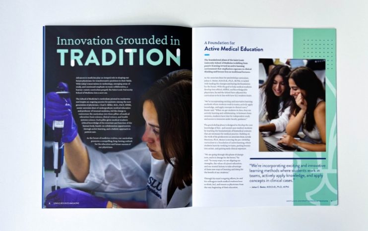 Saint Louis University School of Medicine magazine spread