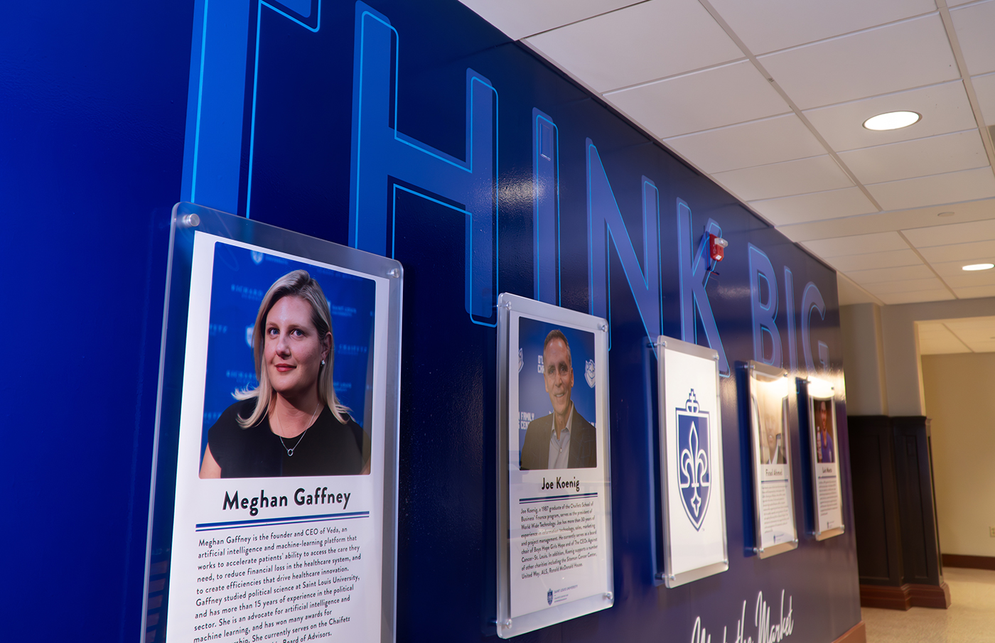 Plaques displaying inductees in the Entrepreneurship Hall of Fame