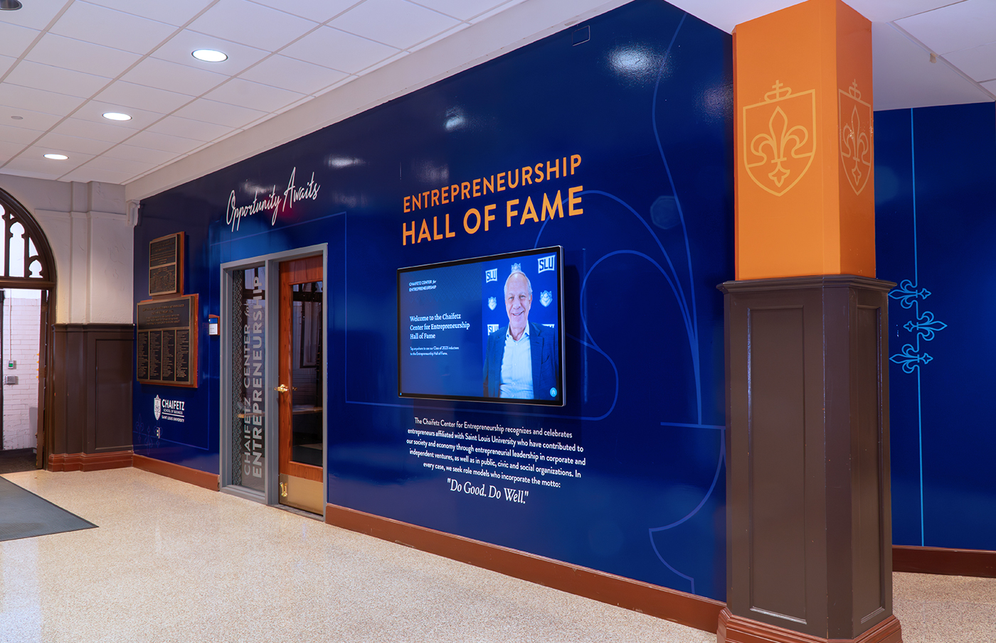 Environmental graphics in the Richard A. Chaifetz School of Business Entrepreneurship Hall of Fame