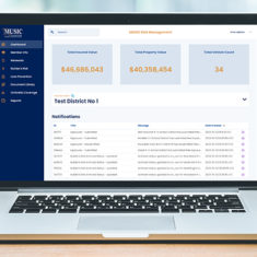 Computer screen displaying a web application for the Missouri United School Insurance Council.