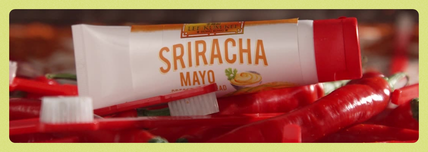 A prank product for sriracha mayo toothpaste.