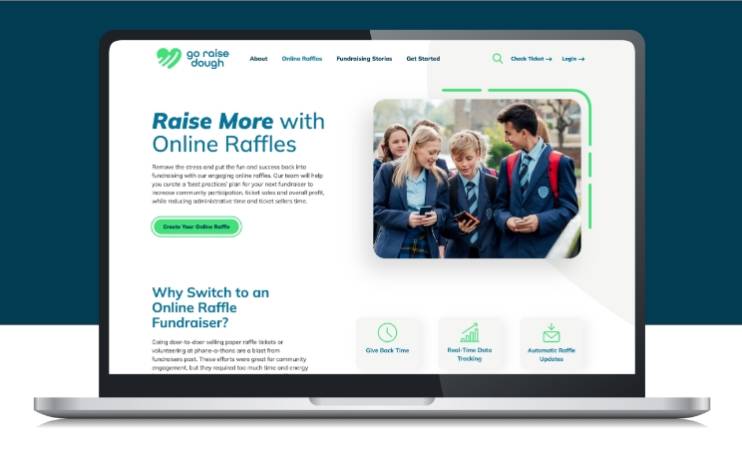 Go Raise Dough's website on a laptop screen.