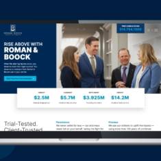 The homepage of Roman & Boock's website created with custom law firm website design services.