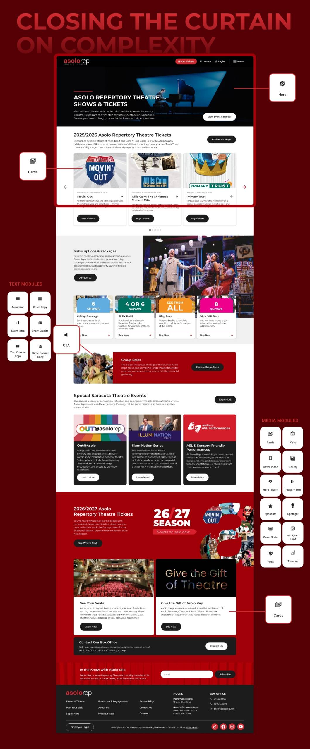 Interior website page with module call outs.