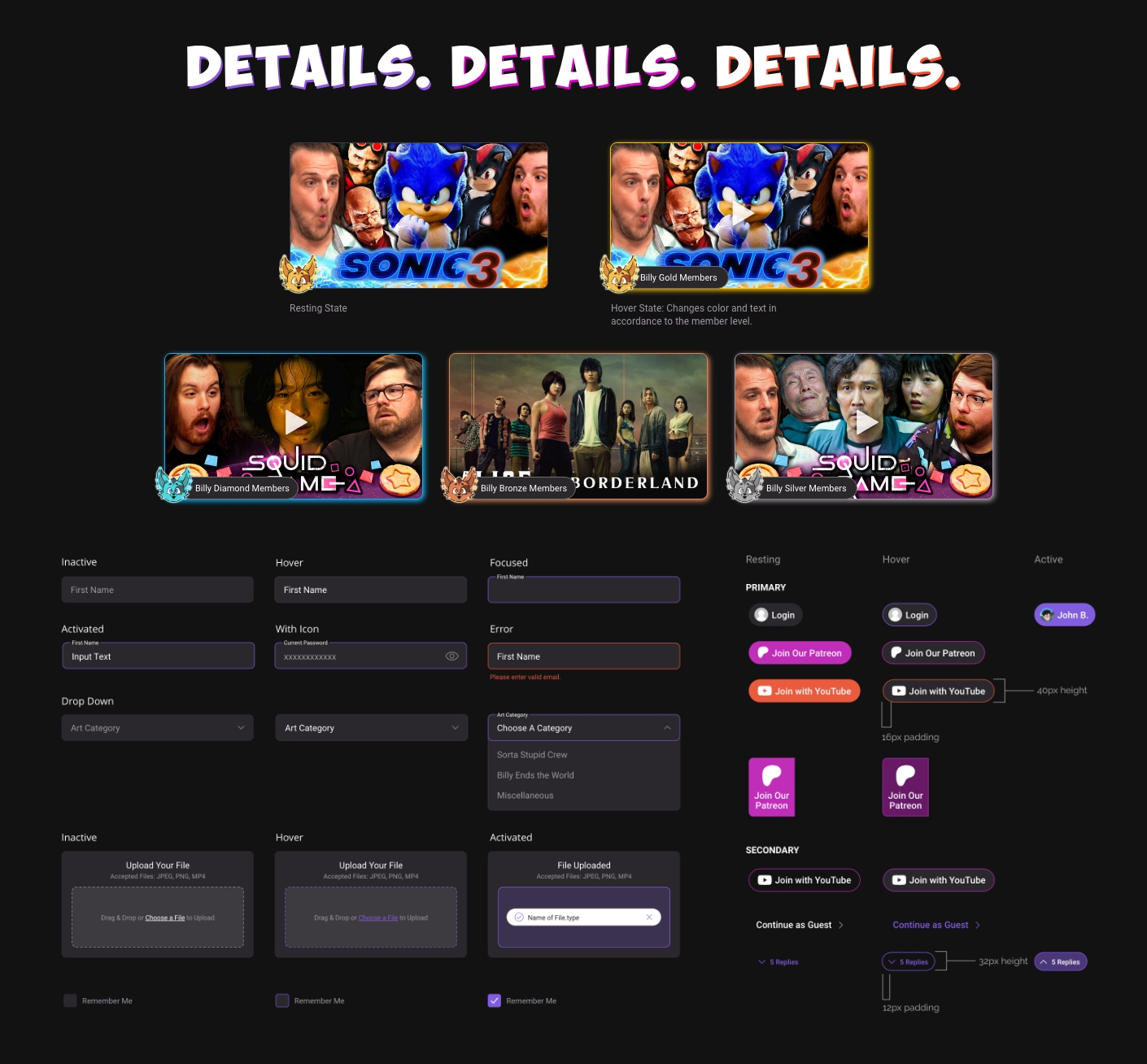 Screenshot of the editing interface for Sorta Stupid's website with text: "Details. Details. Details."