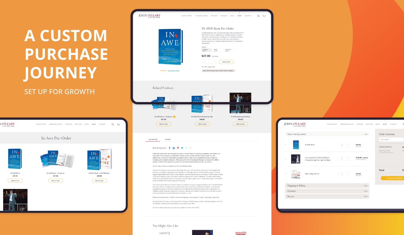 Screenshots of the store and purchase journey.