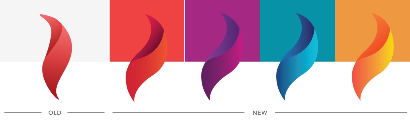 Zoomed in comparison of the old flame icon on the left and the new flame system on the right.